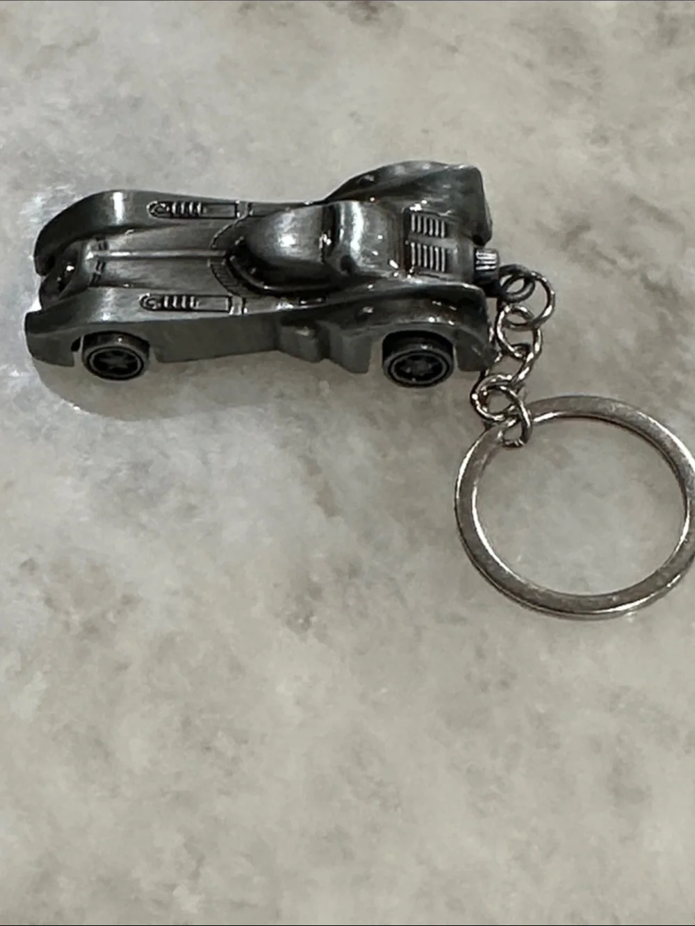 Metal Batmobile Keychain - Silver Keyring